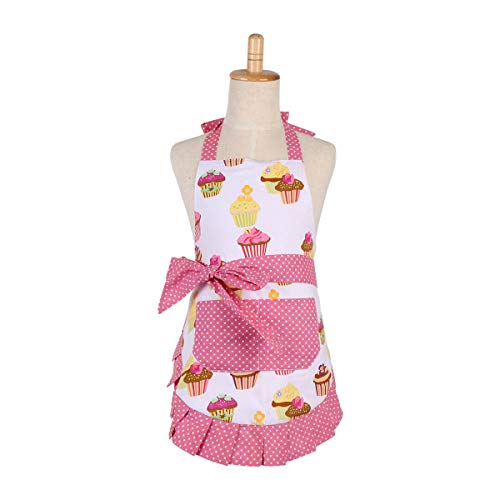 Cupcake Toddler Apron Apron for Kids Girls Cotton Kids Apron with Pocket Kitchen Aprons for Baking Cooking