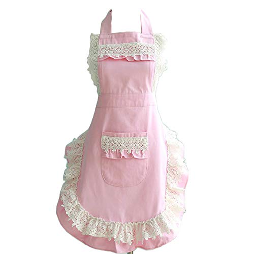 Hyzrz Lovely Home Work Adjustable Apron Cake Kitchen Cooking Women Girls Aprons With Pocket for Gift Pink