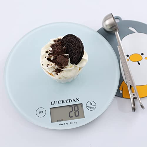 Food ScaleDigital Kitchen ScalePerfect for Weighing FoodCoffee and Weight LossMeasures in GramsOuncesMilliliters with Tempered Glass Panel from LUCKYDAN(White)