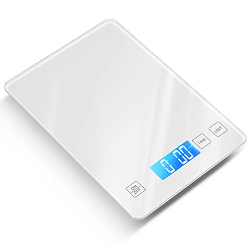 Nicewell Food Scale 22lb Digital Kitchen White Scale Weight Grams and oz for Cooking Baking 1g01oz Precise GraduationTempered Glass Scale