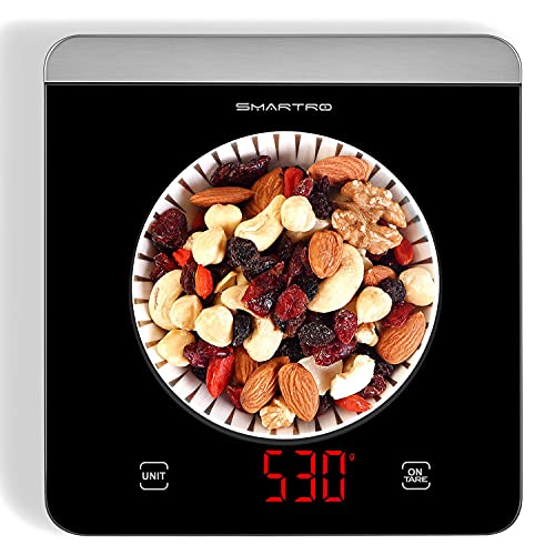 SMARTRO Food Scale High Accurate Digital Kitchen Scale Weight Grams and Ounces for Cooking Baking 1g001oz Precise Graduation Sleek Tempered Glass Large Platform